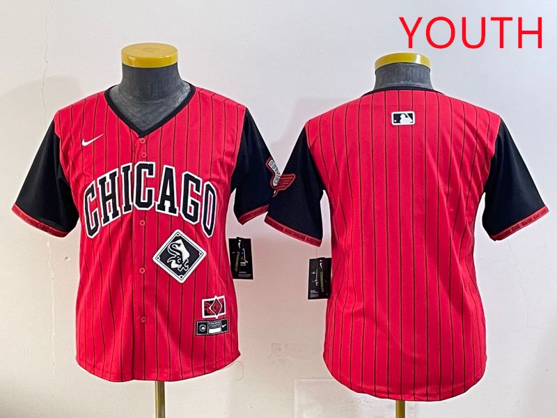 Youth Chicago White Sox Blank Red Stripe Joint Name Nike 2025 MLB Jersey style 7->youth mlb jersey->Youth Jersey
